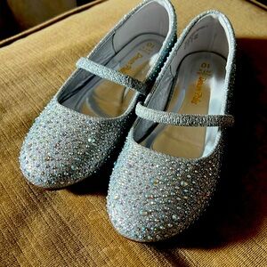 Never worn silver beaded ballet flats